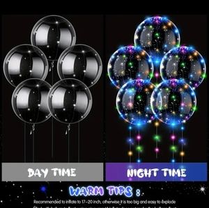 10pcs 20 Inch Bobo Balloons Bubble Balloons, Light Up Transparent Balloons,